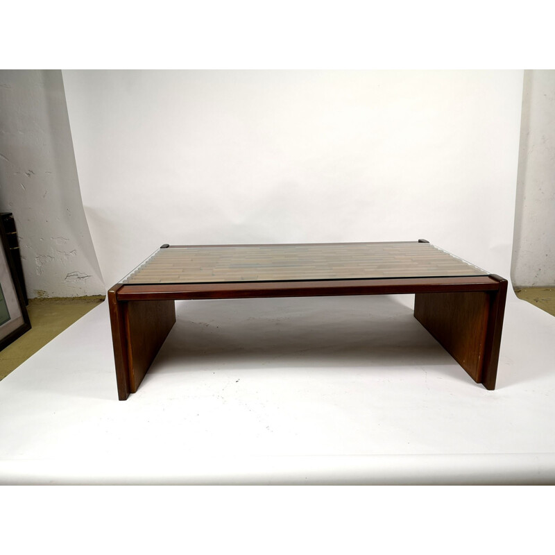 Vintage coffee table in jacaranda and teak by Percival Lafer, Brazil 1960