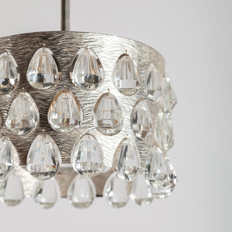 Vintage silver plated chandelier from Palwa, Germany 1970