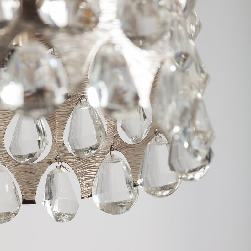 Vintage silver plated chandelier from Palwa, Germany 1970