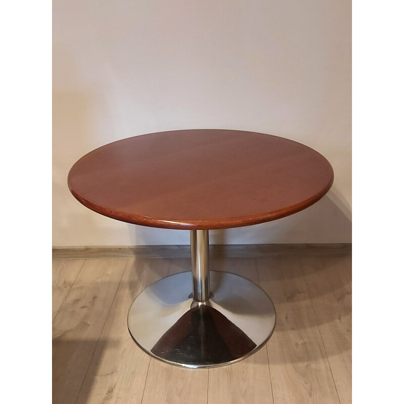 Vintage round table in chromed metal by Eero Saarineen, 1990s