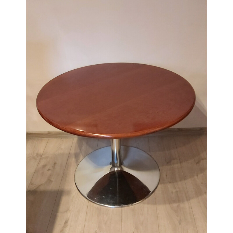 Vintage round table in chromed metal by Eero Saarineen, 1990s