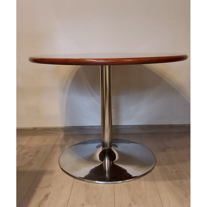 Vintage round table in chromed metal by Eero Saarineen, 1990s