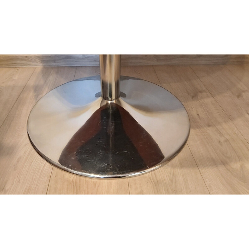 Vintage round table in chromed metal by Eero Saarineen, 1990s