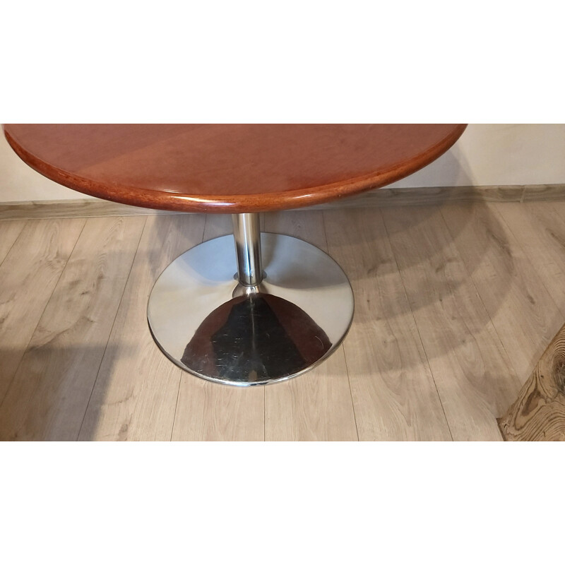 Vintage round table in chromed metal by Eero Saarineen, 1990s