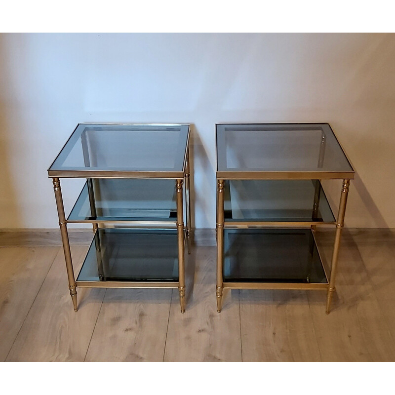 Pair of vintage brass side tables, 1970s