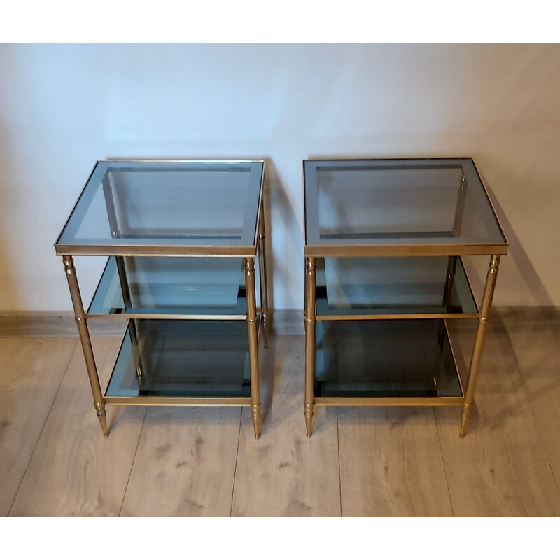 Pair of vintage brass side tables, 1970s
