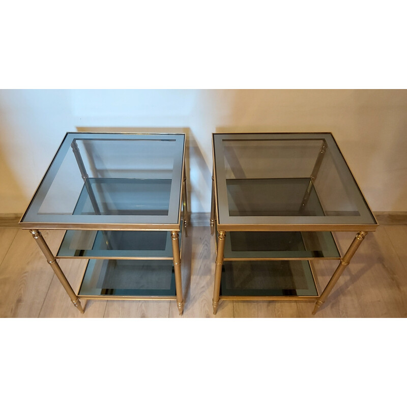 Pair of vintage brass side tables, 1970s