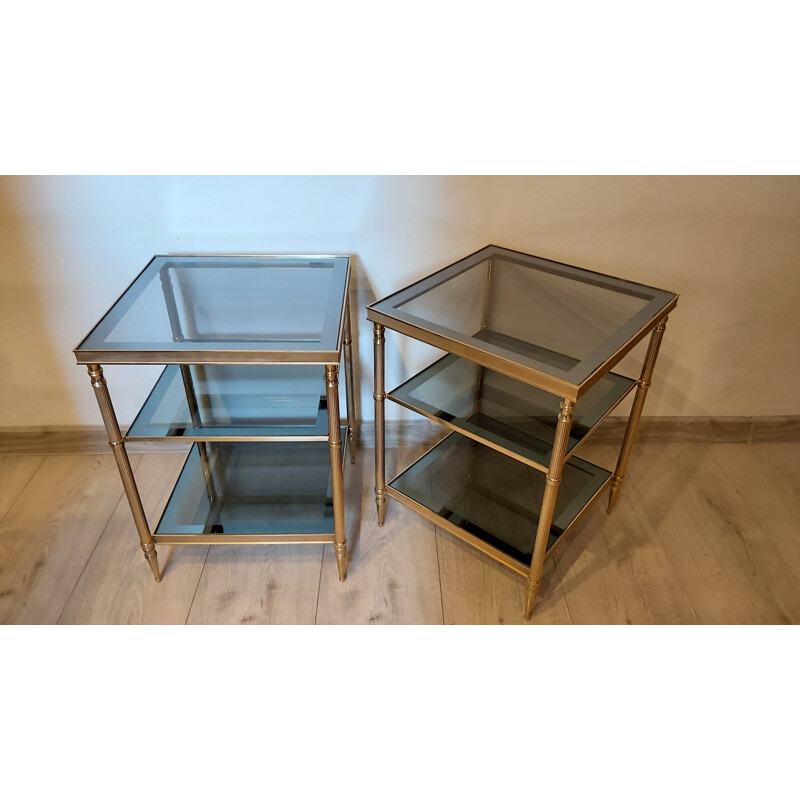 Pair of vintage brass side tables, 1970s