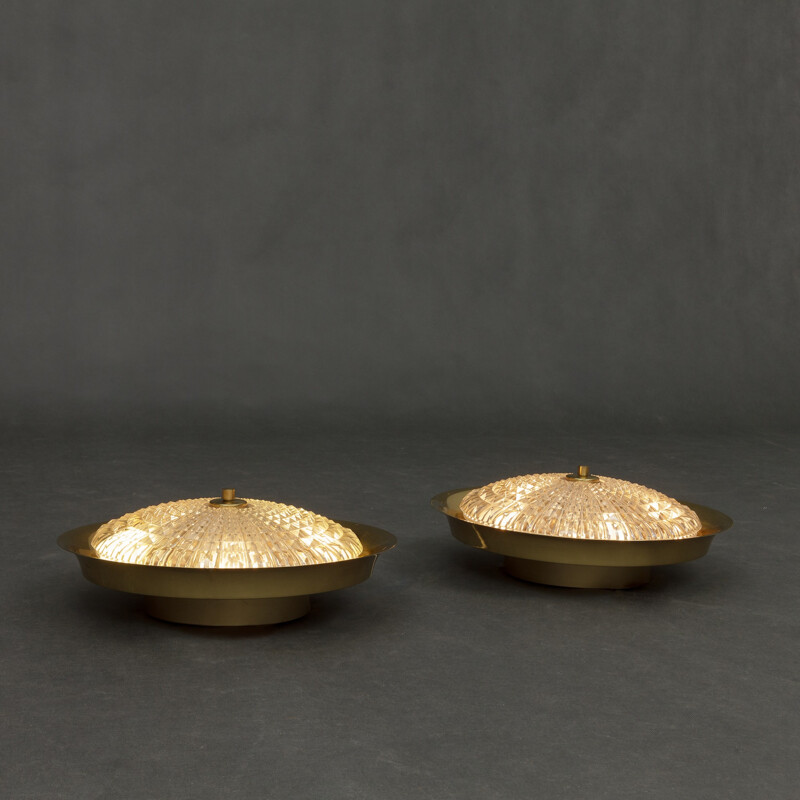 Pair of Orrefors wall lamps, Carl FAGERLUND - 1960s