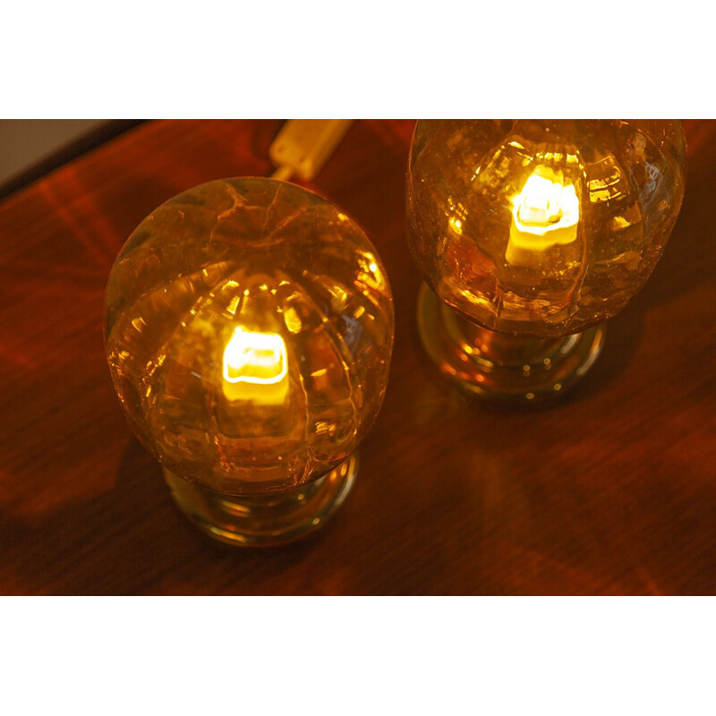 Pair of vintage glass table lamps by Limburg, 1970s