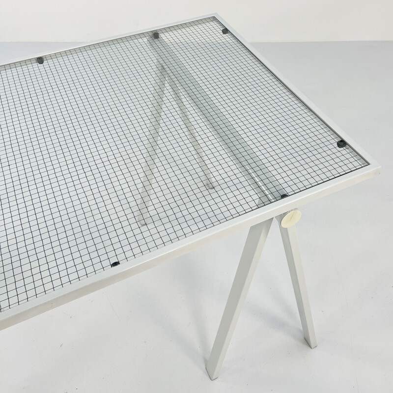 Vintage Trestle steel & glass desk by Rodney Kinsman for Bieffeplast, 1980s
