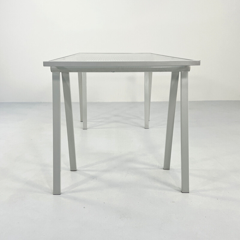 Vintage Trestle steel & glass desk by Rodney Kinsman for Bieffeplast, 1980s