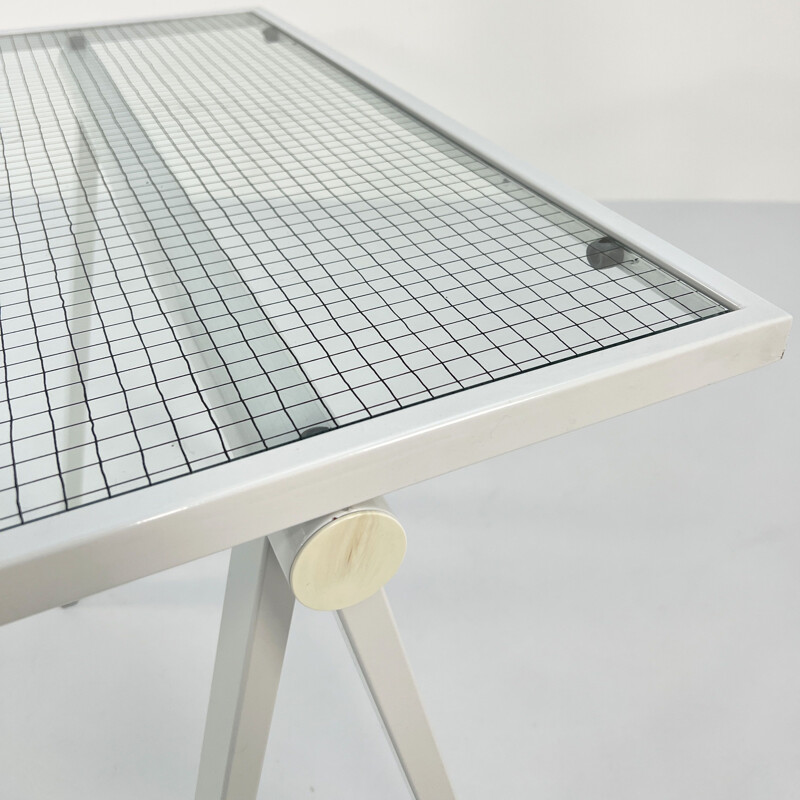 Vintage Trestle steel & glass desk by Rodney Kinsman for Bieffeplast, 1980s