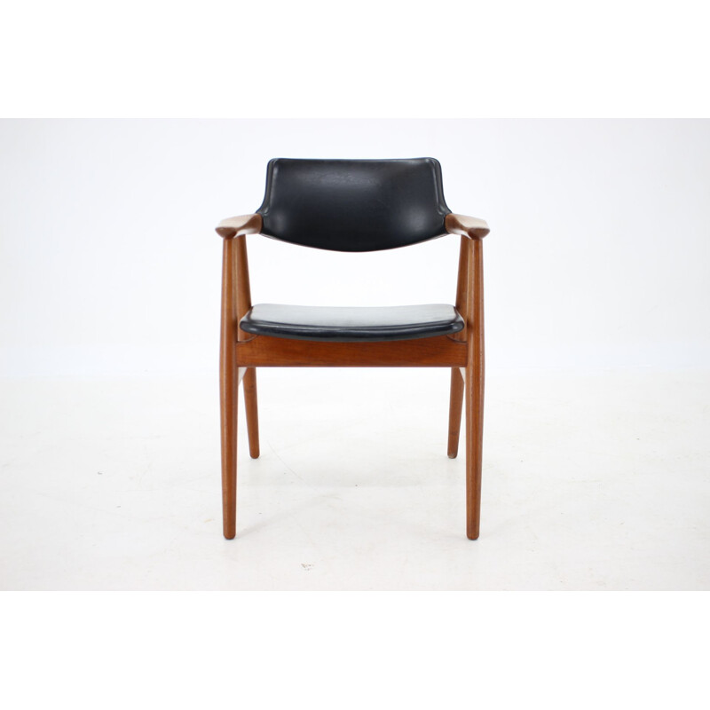 Vintage teak and leatherette armchair by Svend Åge Eriksen for Glostrup, Denmark 1960s