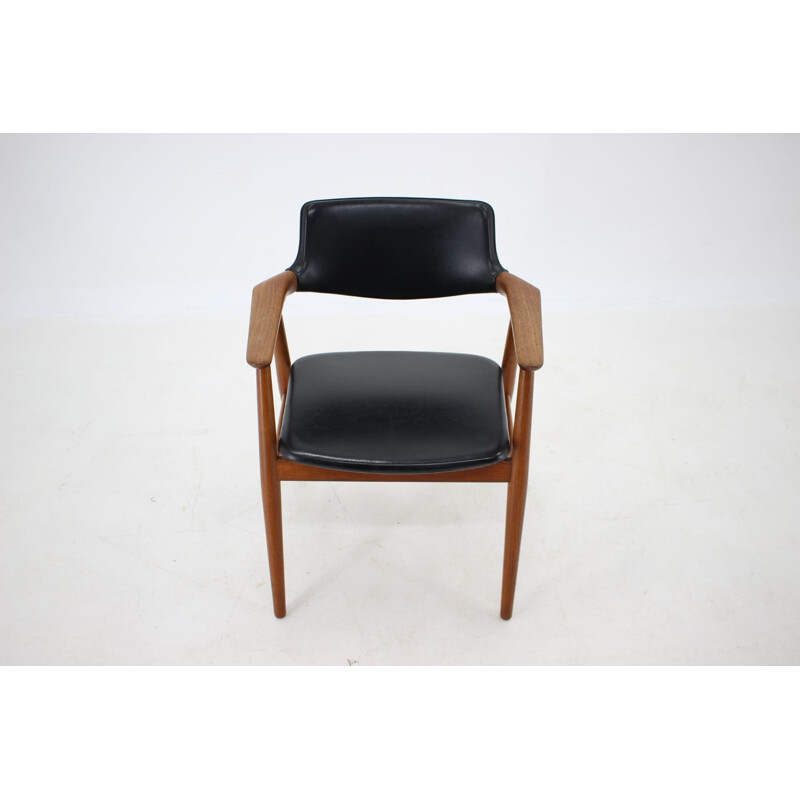 Sillón vintage de teca y cuero artificial de Svend Åge Eriksen para Glostrup, Dinamarca 1960