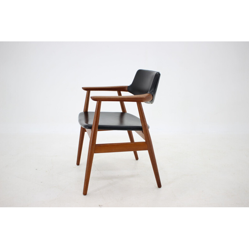 Vintage teak and leatherette armchair by Svend Åge Eriksen for Glostrup, Denmark 1960s