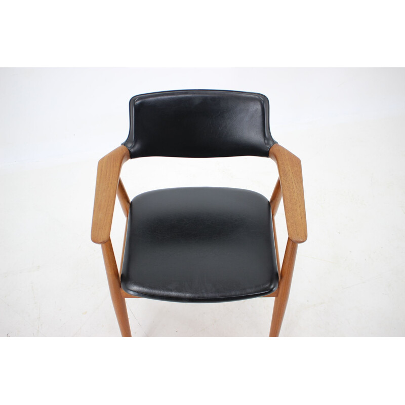 Vintage teak and leatherette armchair by Svend Åge Eriksen for Glostrup, Denmark 1960s