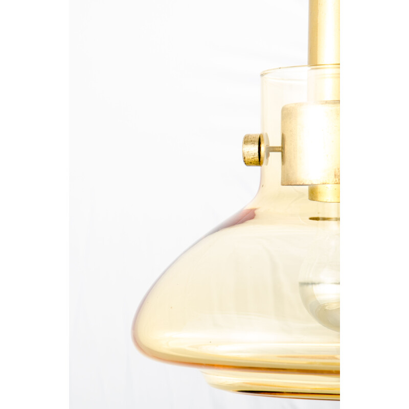 Mid-century brass and glass pendant lamp by Helena Tynell for Limburg, 1960s