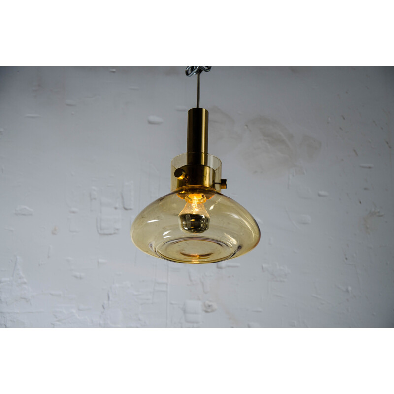 Mid-century brass and glass pendant lamp by Helena Tynell for Limburg, 1960s