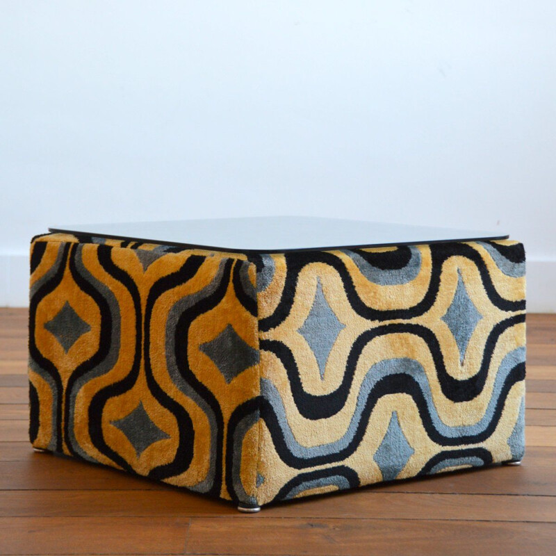 Pouf Italien vintage en velours, 1970