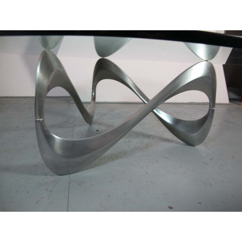 Ronald Schmitt aluminum and glass coffee table, Knut HESTERBERG - 1960s