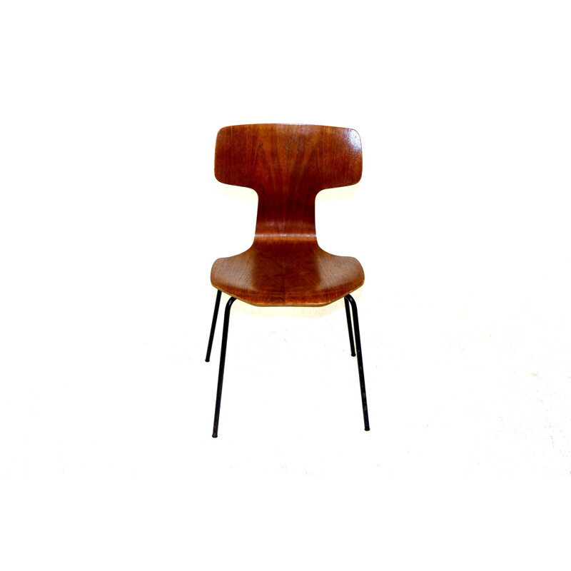 Vintage teakhouten stoel van arne jacobsen voor fritz hansen, Denemarken 1960