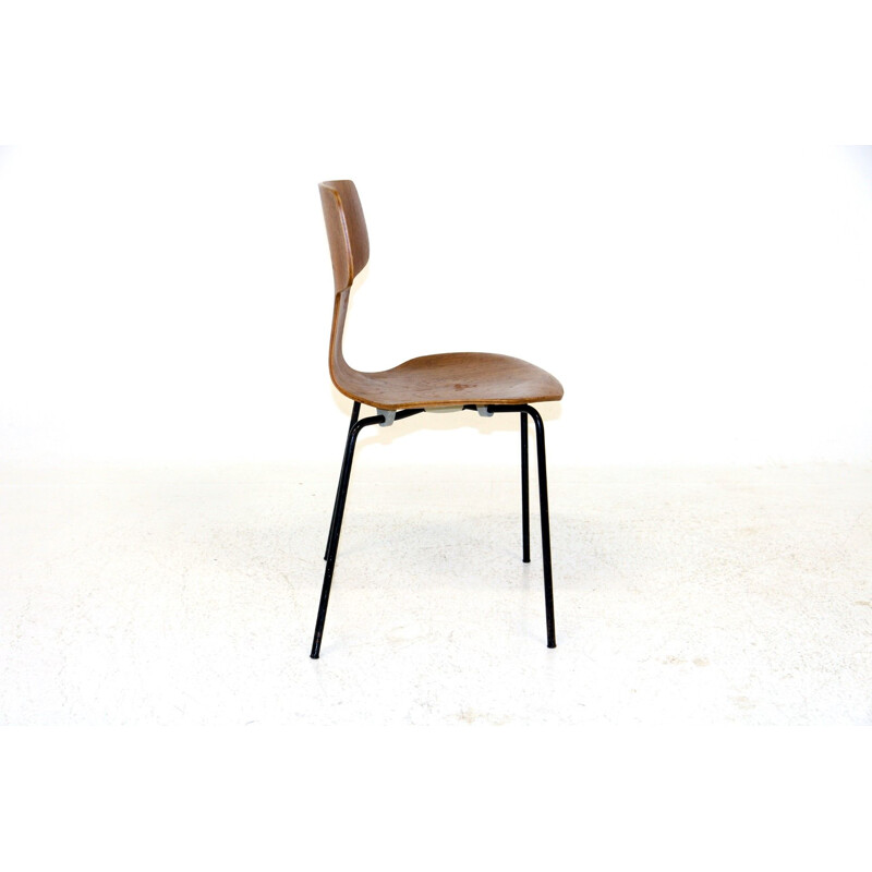 Cadeira de teca Vintage por arne jacobsen para fritz hansen, Dinamarca 1960