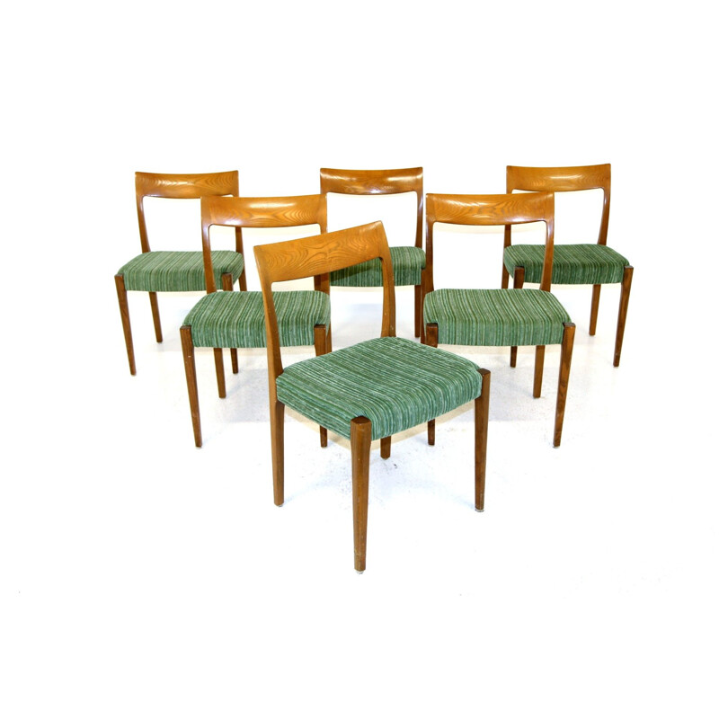 Set of 6 vintage oakwood chairs by Svegards Markaryd, Sweden 1960s
