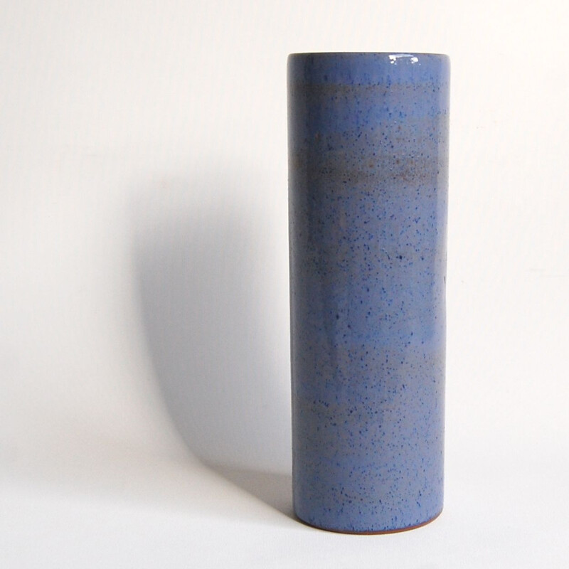 Vintage blue ceramic scroll vase by Antonio Lampecco 