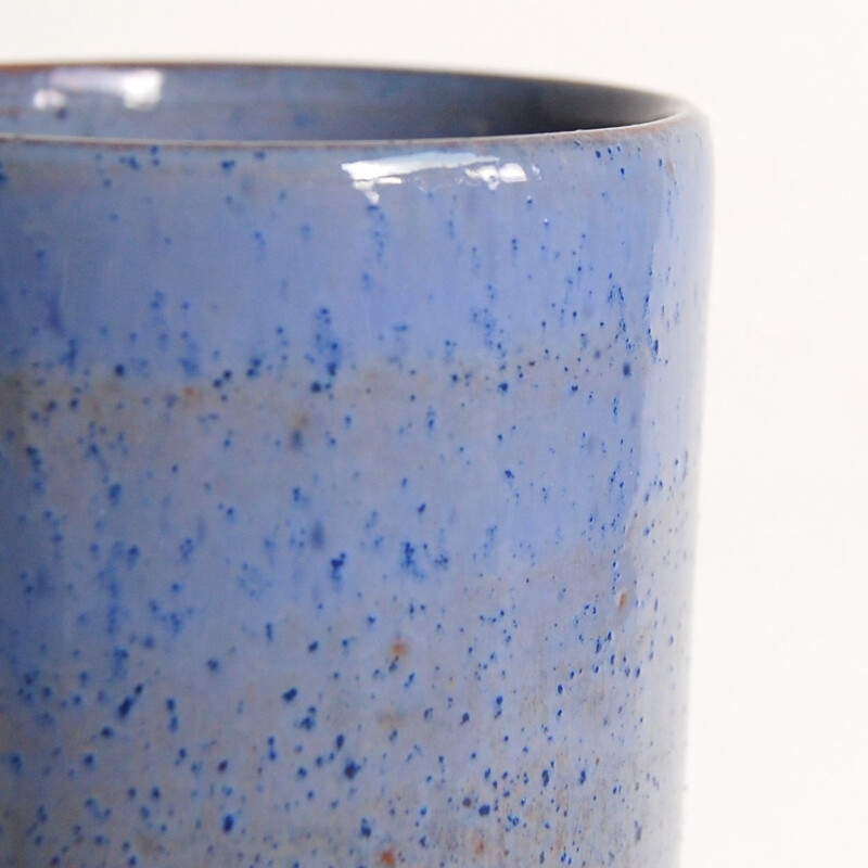 Vase rouleau vintage bleu en céramique d'Antonio Lampecco