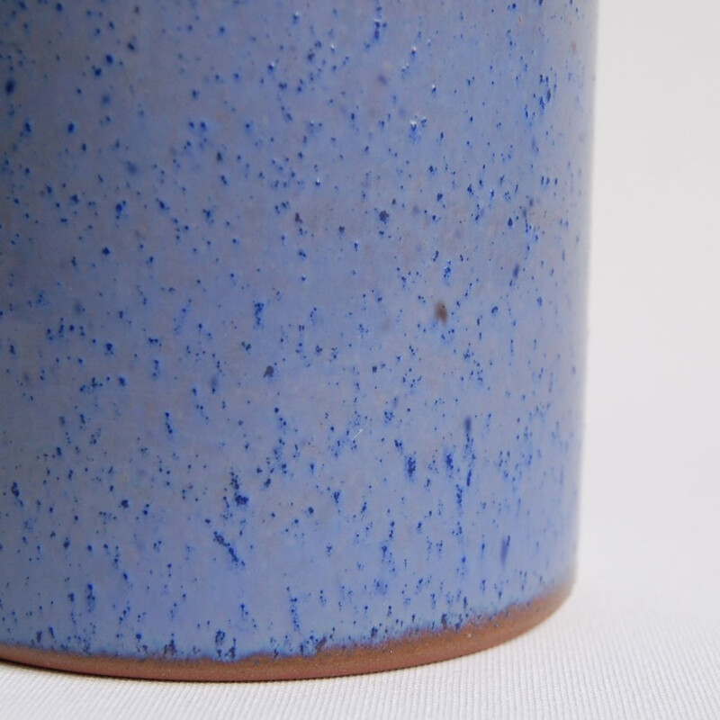 Vintage blue ceramic scroll vase by Antonio Lampecco 