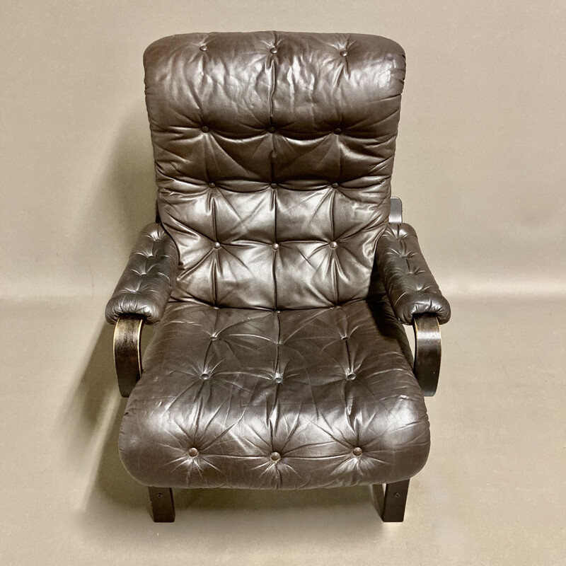 Scandinavian vintage leather armchair, 1960s