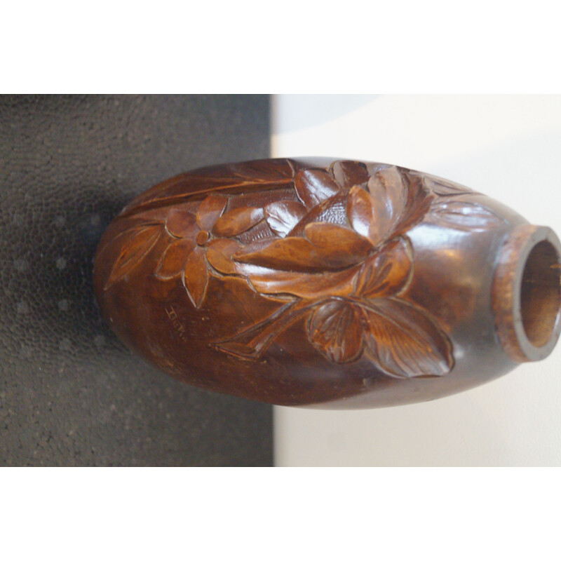 Paire de vase vintage en bois par Dupia, 1930-1940