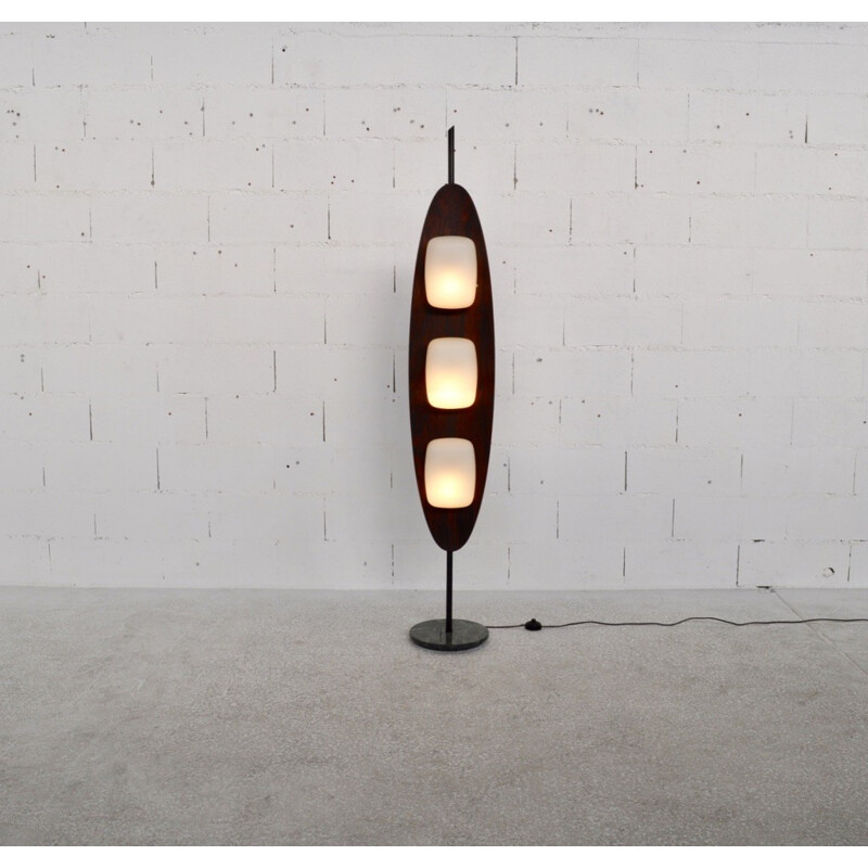 Vintage rosewood and marble Reggiani floor lamp - 1960s