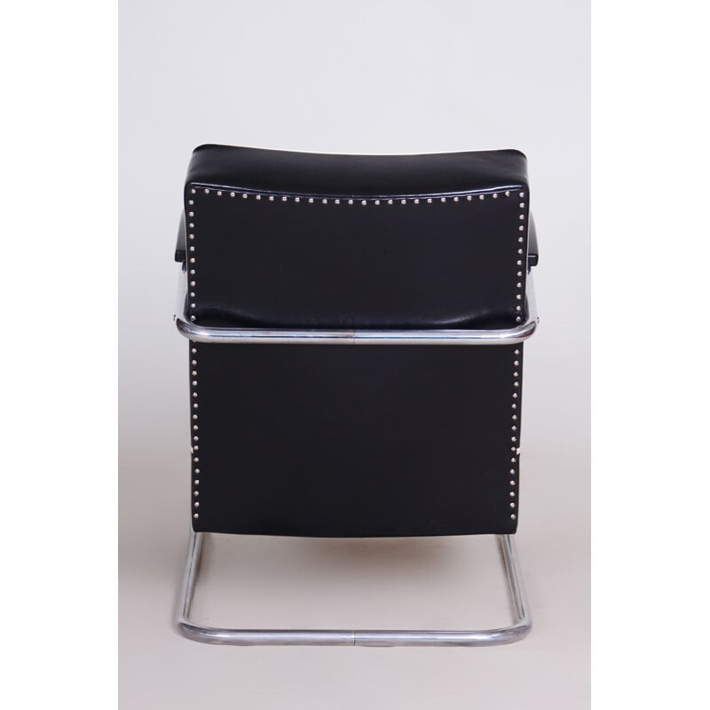 Vintage Sessel aus schwarzem Leder von Mucke-Melder, 1930