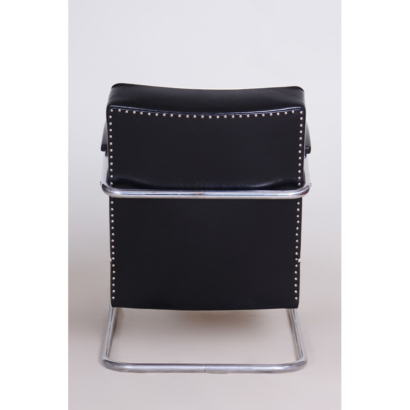 Vintage zwart lederen fauteuil van Mucke-Melder, 1930
