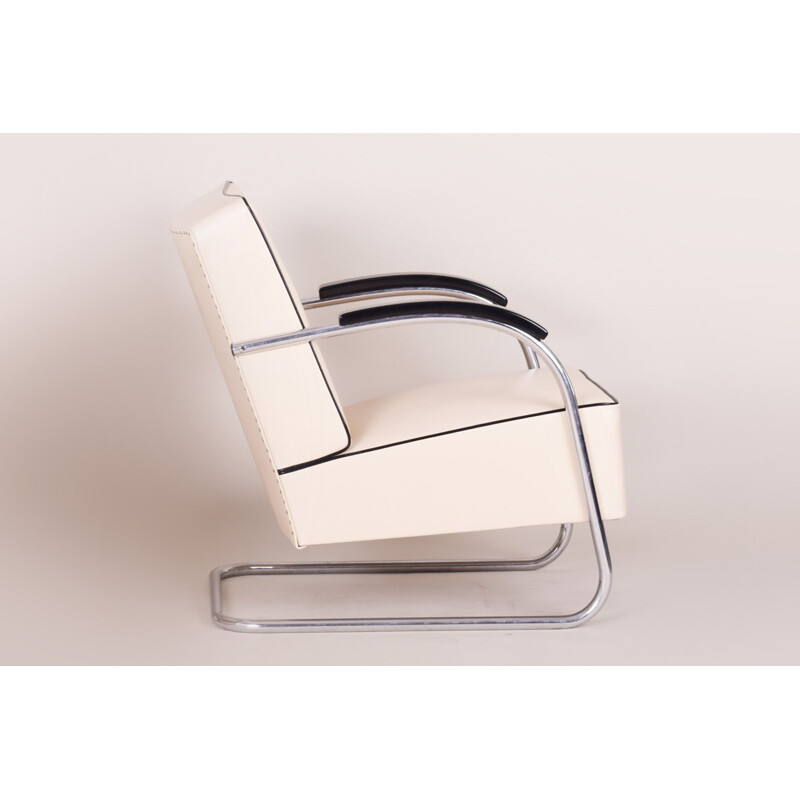 Vintage white Bauhaus armchair by Mucke Melder, 1930s