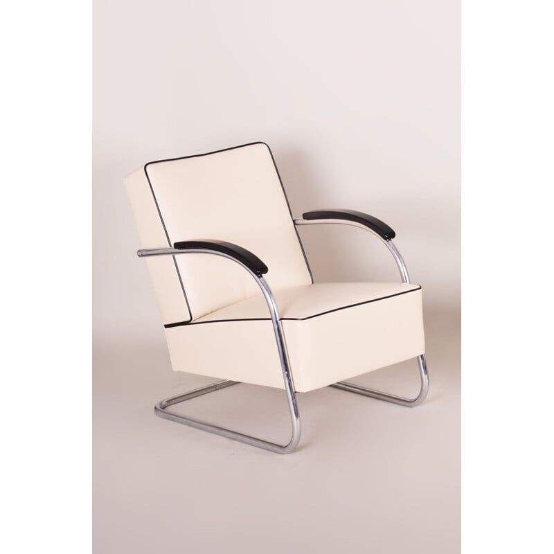 Weißer Vintage Bauhaus-Sessel von Mucke Melder, 1930
