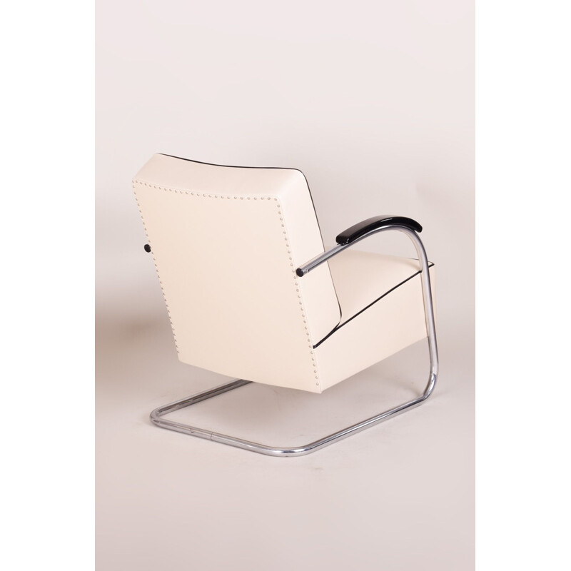 Fauteuil Bauhaus blanc vintage de Mucke Melder, 1930