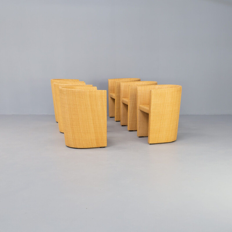 Ensemble de 6 chaises vintage "mini ton" en osier par Guiseppe Vigano pour Bonacina