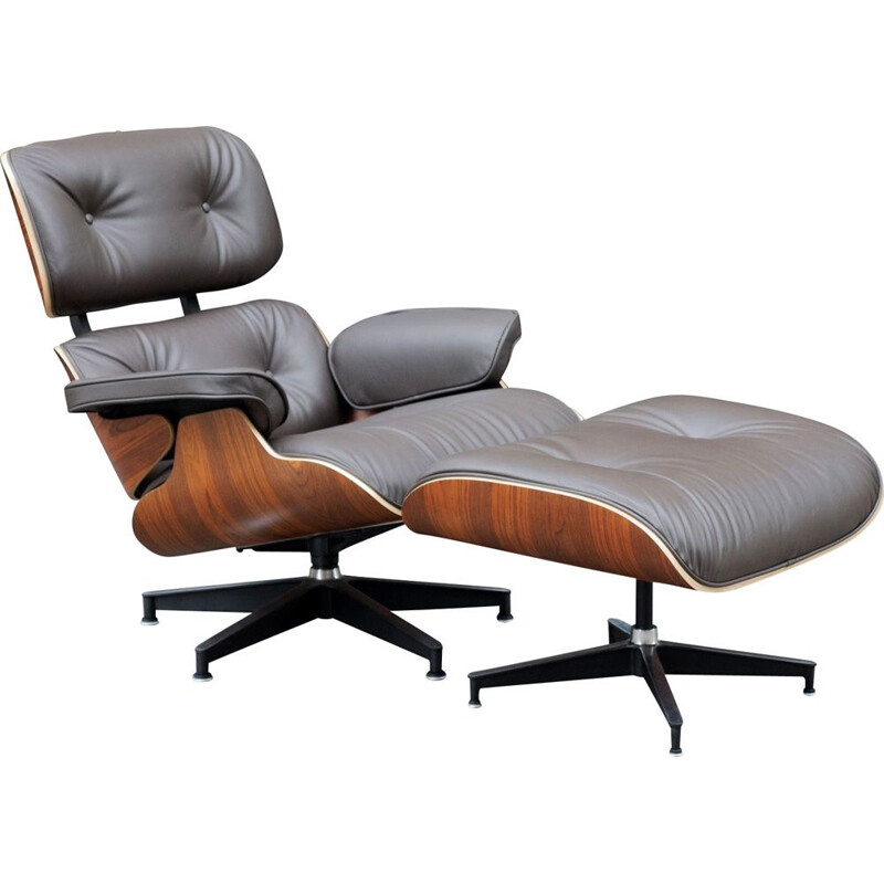 Cadeira Vintage rosewood lounge e otomano por Charles e Ray Eames para Herman Miller