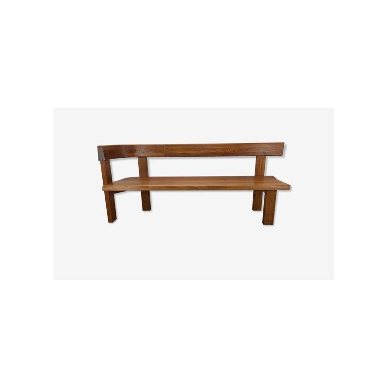 Vintage elmwood bench by Pierre Chapo