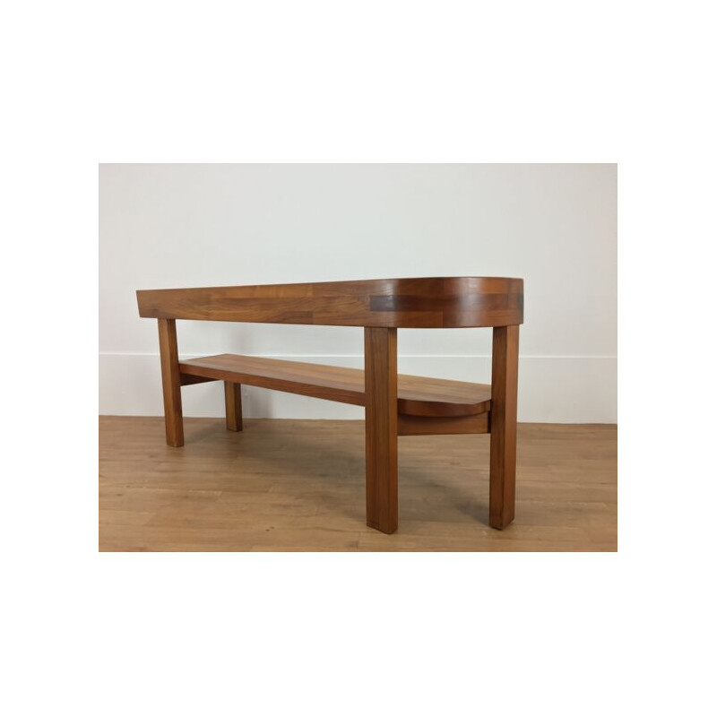 Vintage elmwood bench by Pierre Chapo