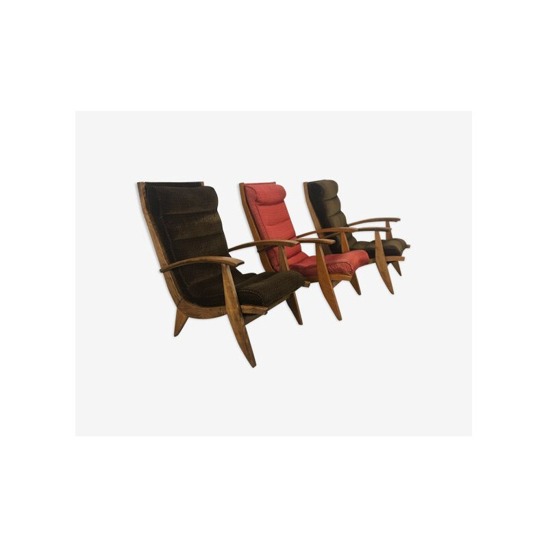 Set of 3 vintage Free Span armchairs, 1950