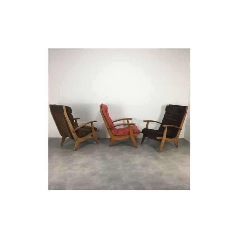 Set of 3 vintage Free Span armchairs, 1950