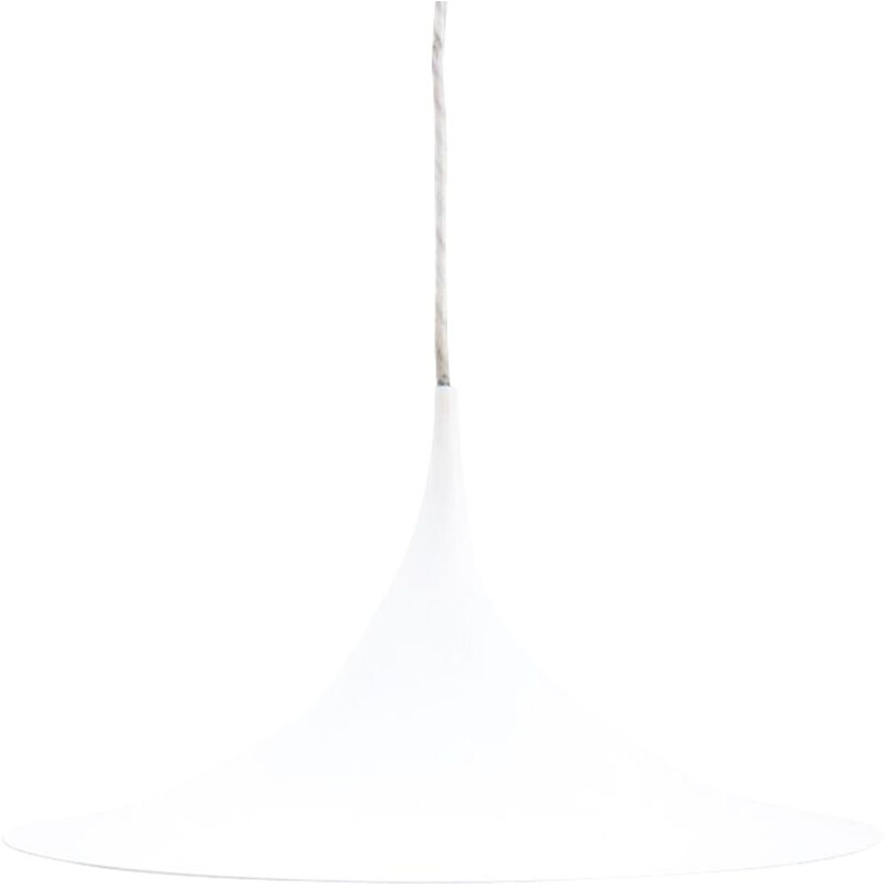 Vintage white "trumpet" pendant lamp, Denmark 1960s