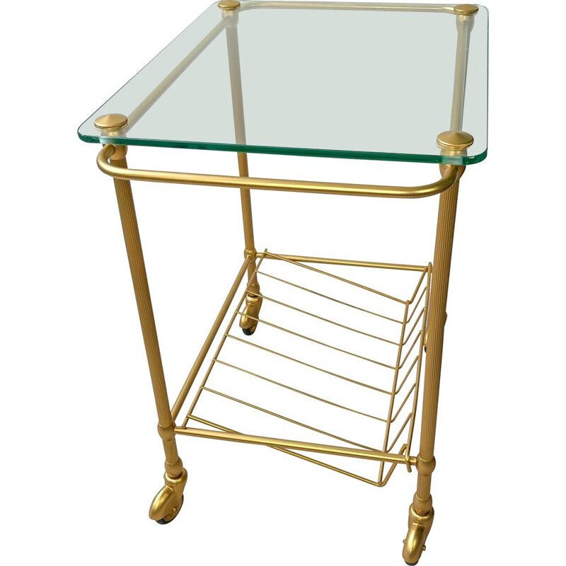 Vintage brass and glass vinyl serving table