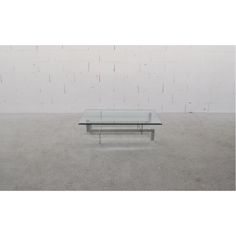 Mid century coffee table in glass and steel, Paul LEGEARD - 1970s