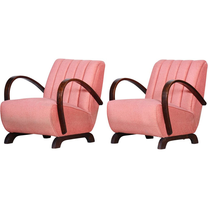 Pair of vintage pink Art Deco armchairs, 1930s