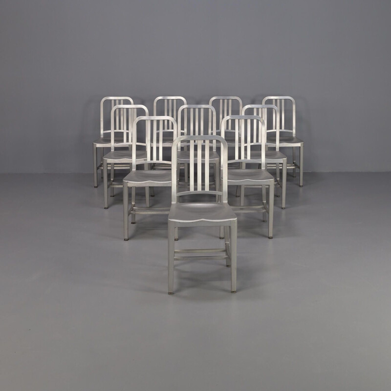 Ensemble de 10 chaises vintage "Navy" en aluminium pour Emeco